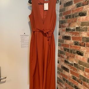 ASOS Sleeveless Plunge Rust Jumpsuit